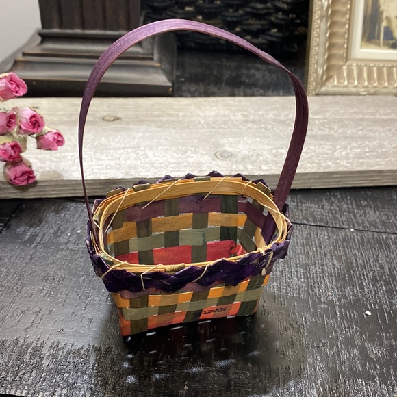 Mini Japan Vintage Antique Woven Easter Basket with Handle! - Picture 4 of 5